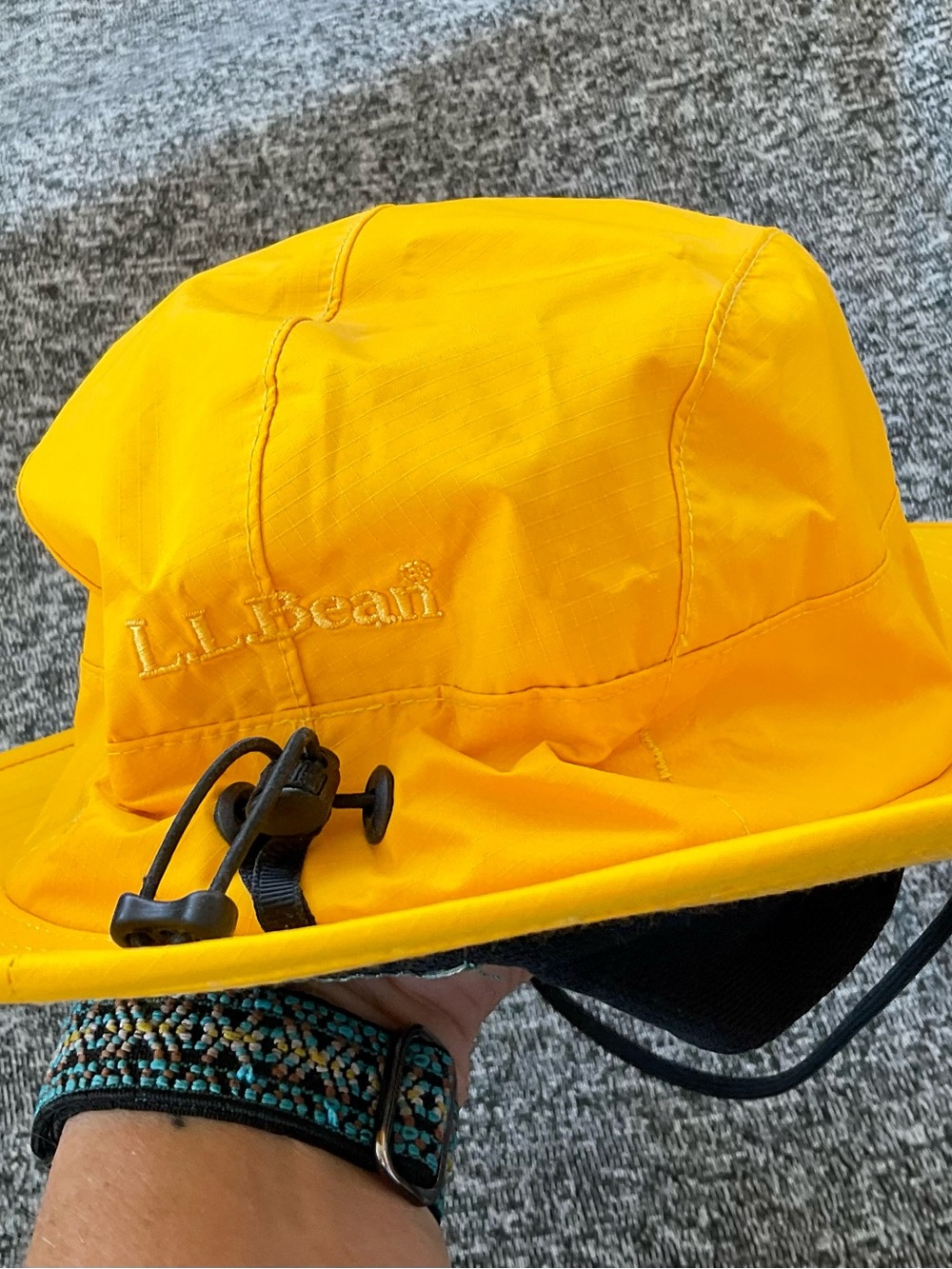 L.L. Bean Yellow Sun Bucket Hat with Adjustable Chin Cord